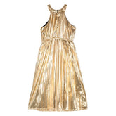 Metallic Effect  Pleated Halter Neck Dress
